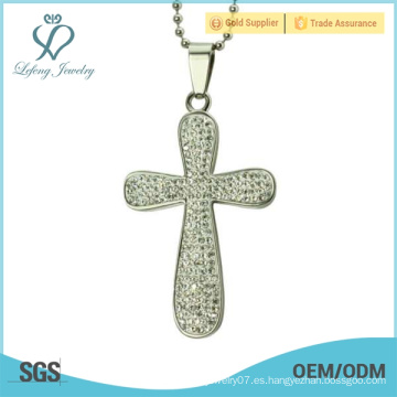 Shinny plata colgante cruz de cristal, religiosa cruz joyería colgante